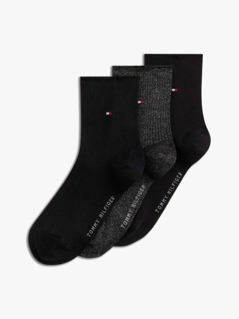 Black Tommy Hilfiger Women's Short Socks 3 Pack  Women