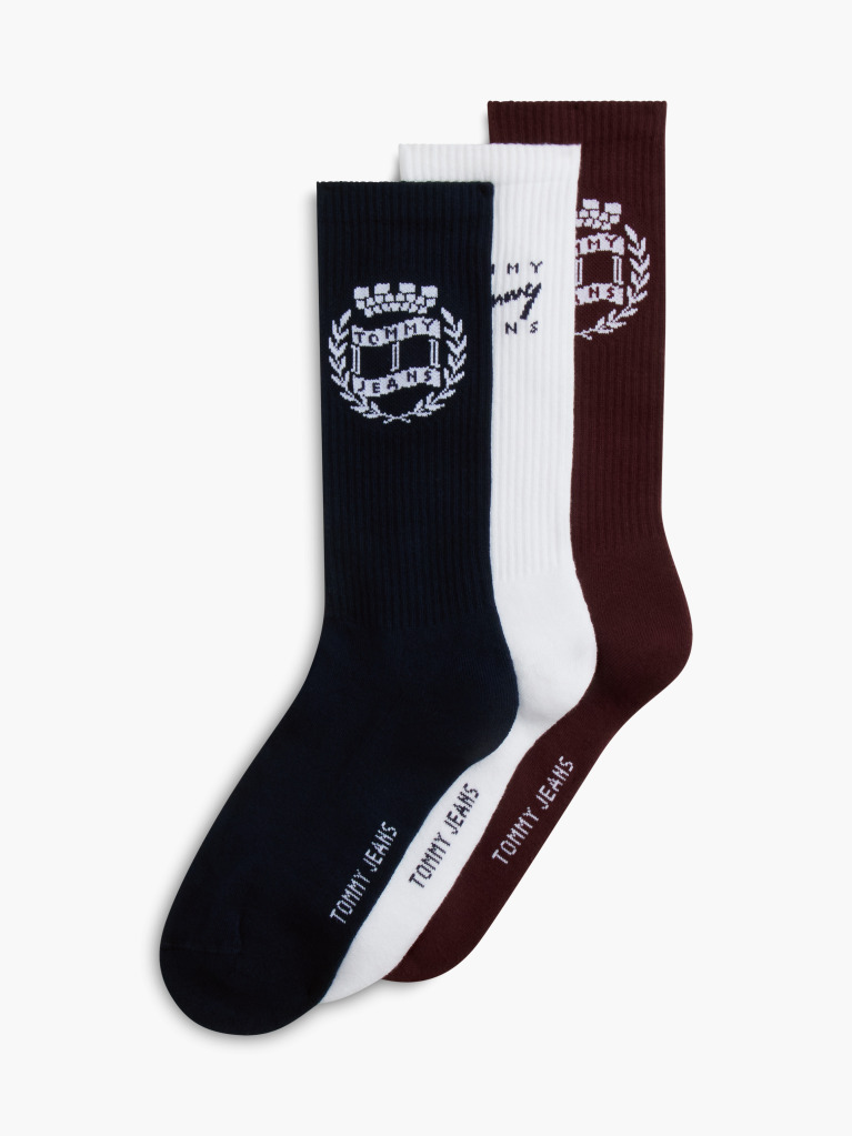 Multi Tommy Jeans Unisex Crew Socks 3 Pack  Unisex