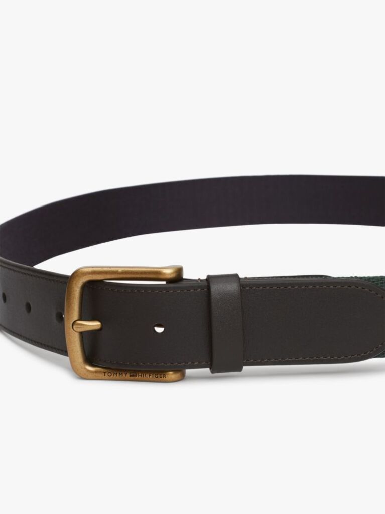 Blue Leather And Webbing Casual Belt  Men