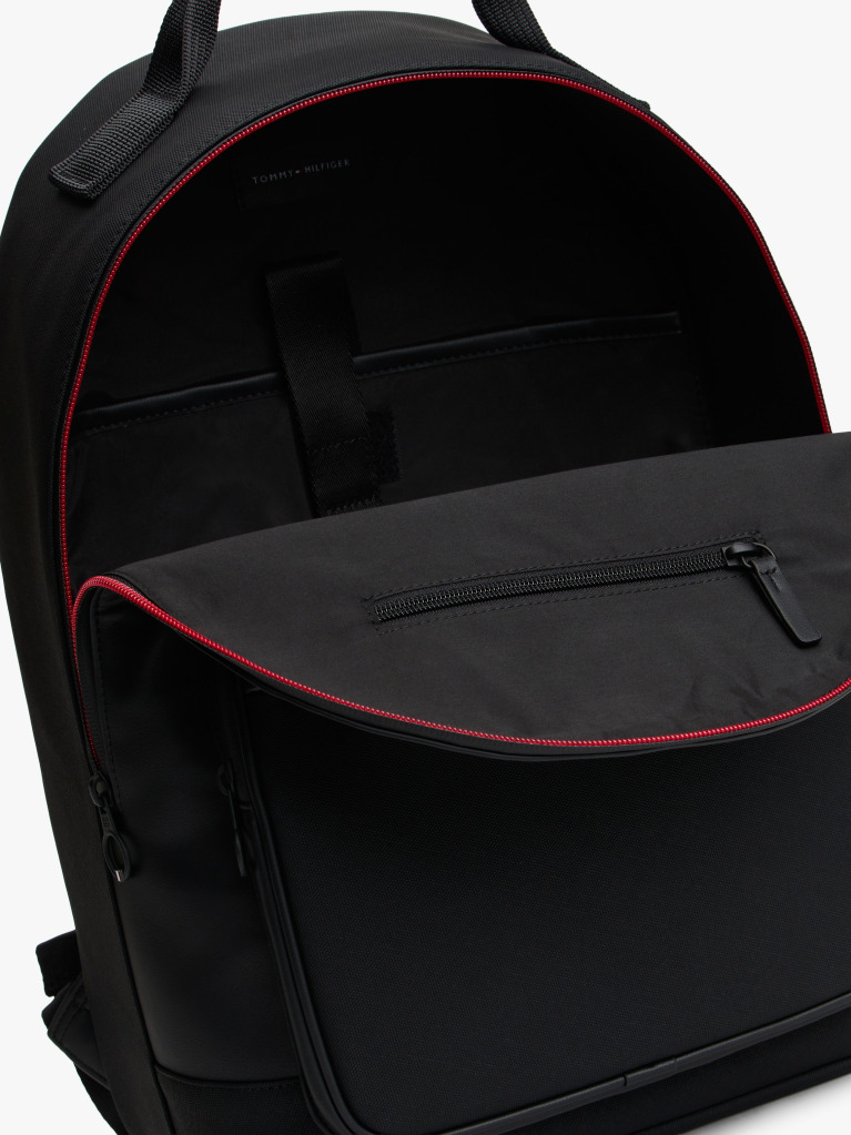 Black Metal Logo Backpack  Men