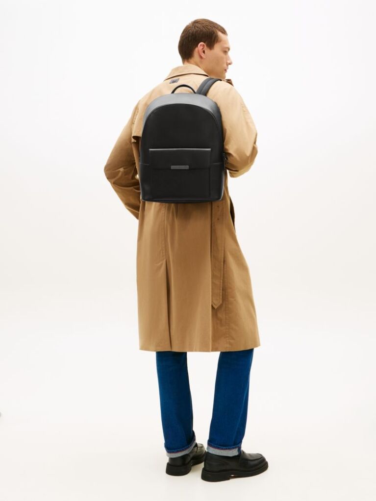 Black TH Business Leather Backpack  Men