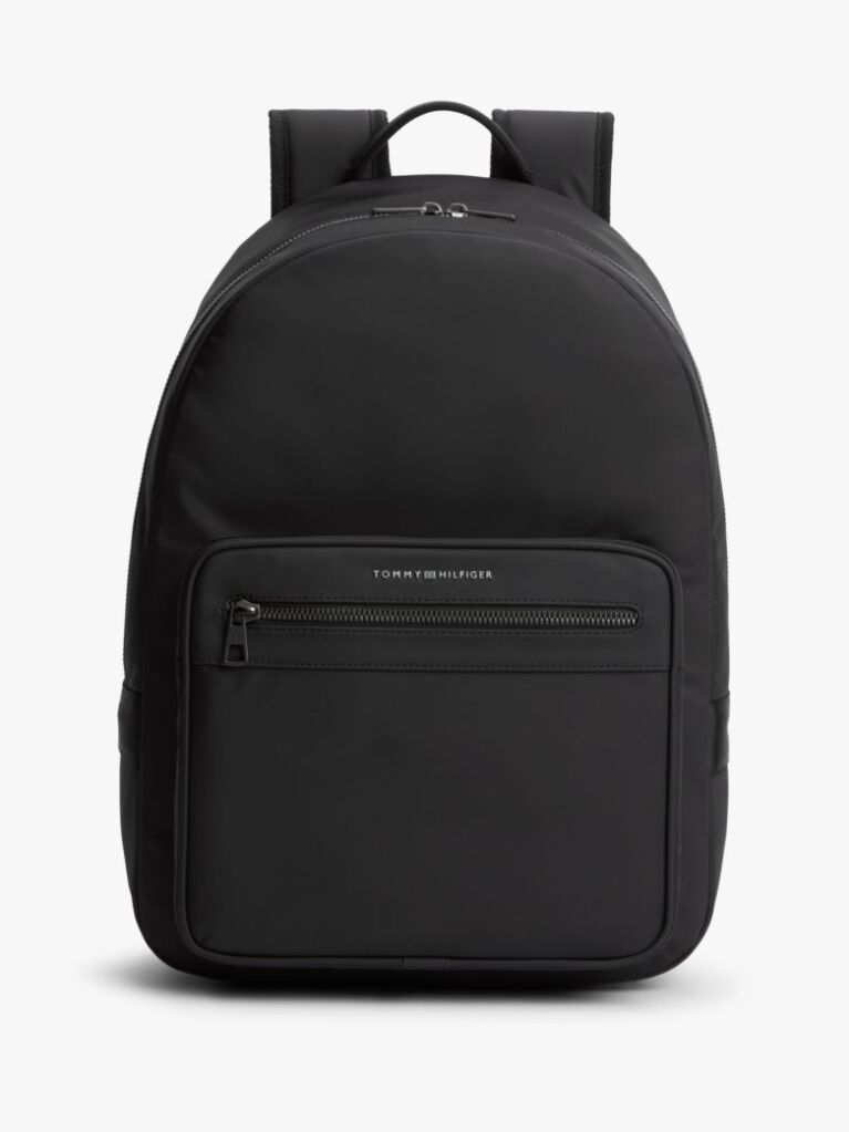 Black Metal Logo Dome Backpack  Men