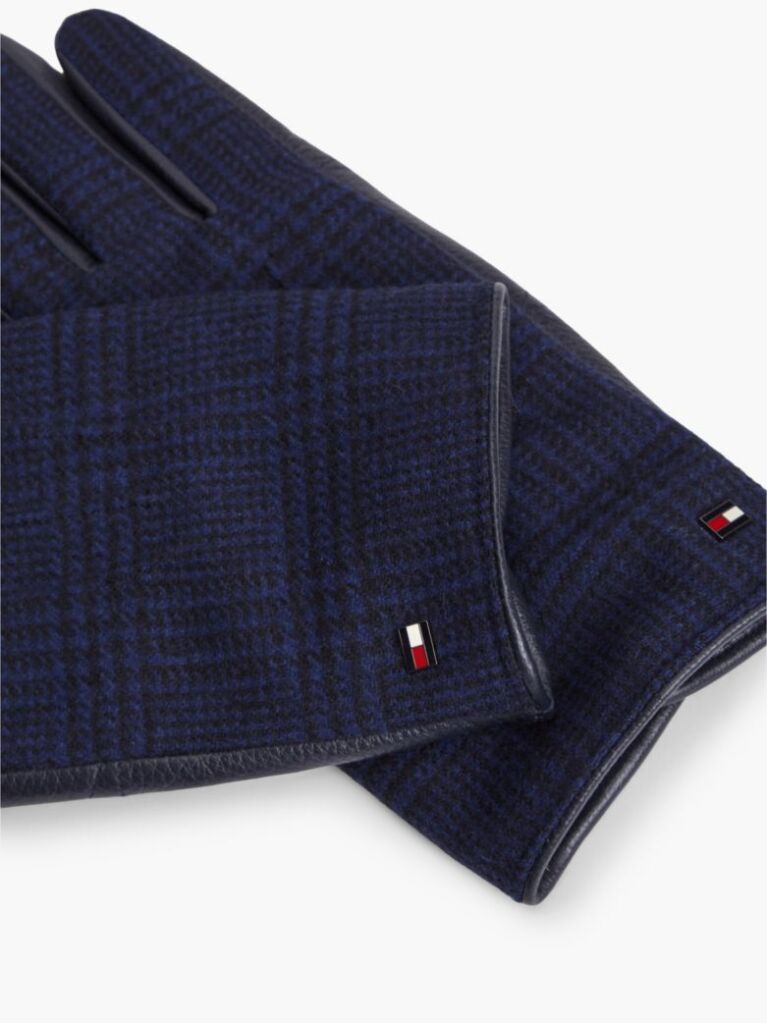 Blue Mixed Texture Button Cuff Gloves  Men