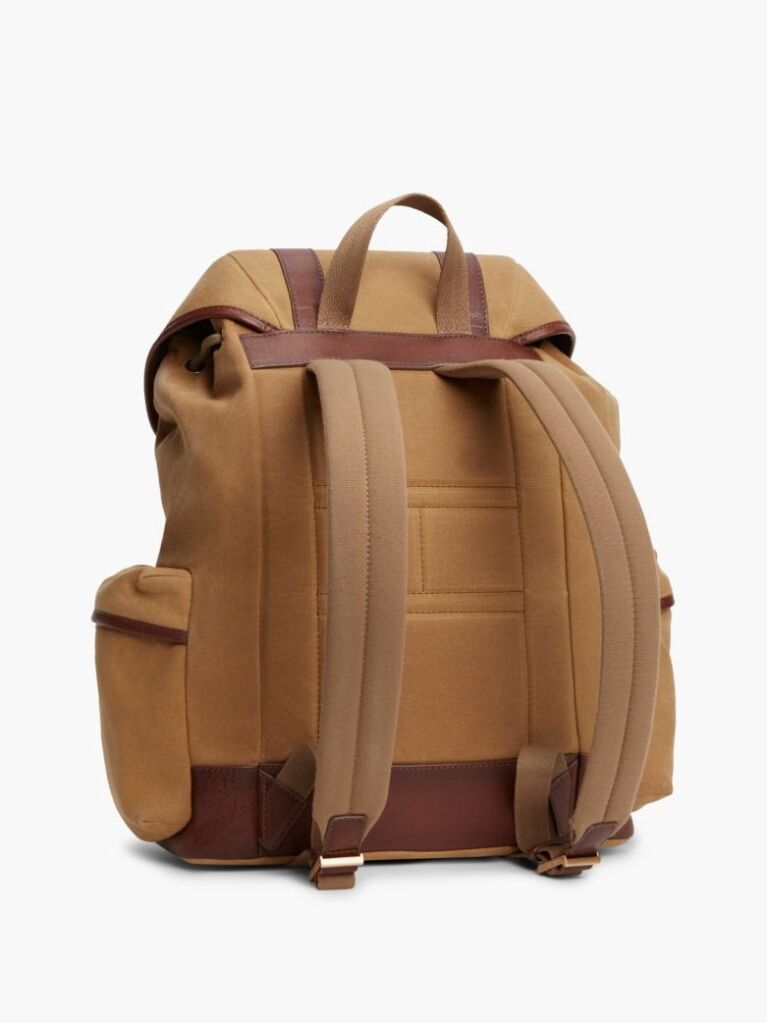 Brown Logo Patch Buckle Flap Backpack  Men