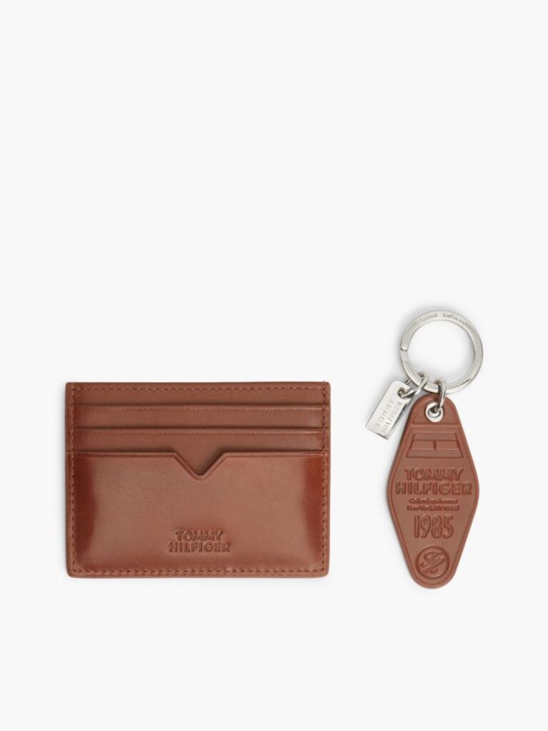 Brown Leather Card Holder And Key Fob Gift Box  Men