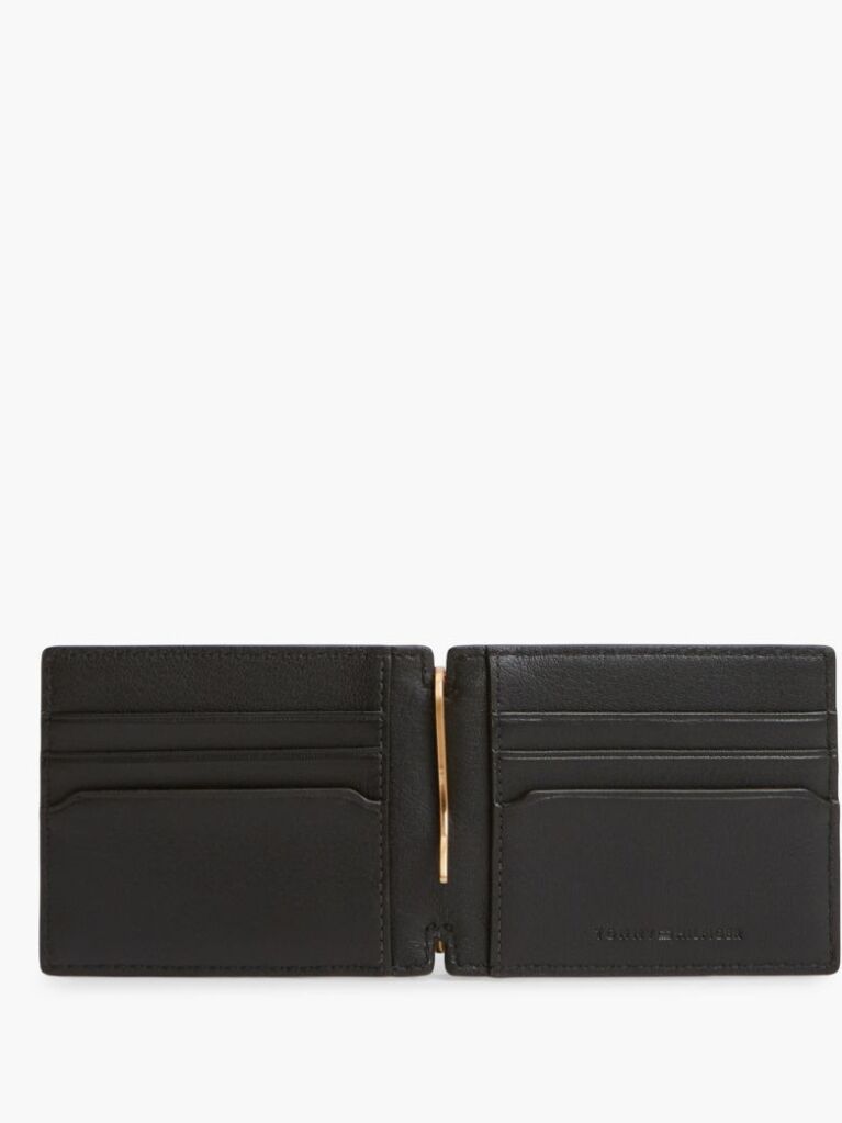 Black Croco-Print Leather Metal Hinge Wallet  Men