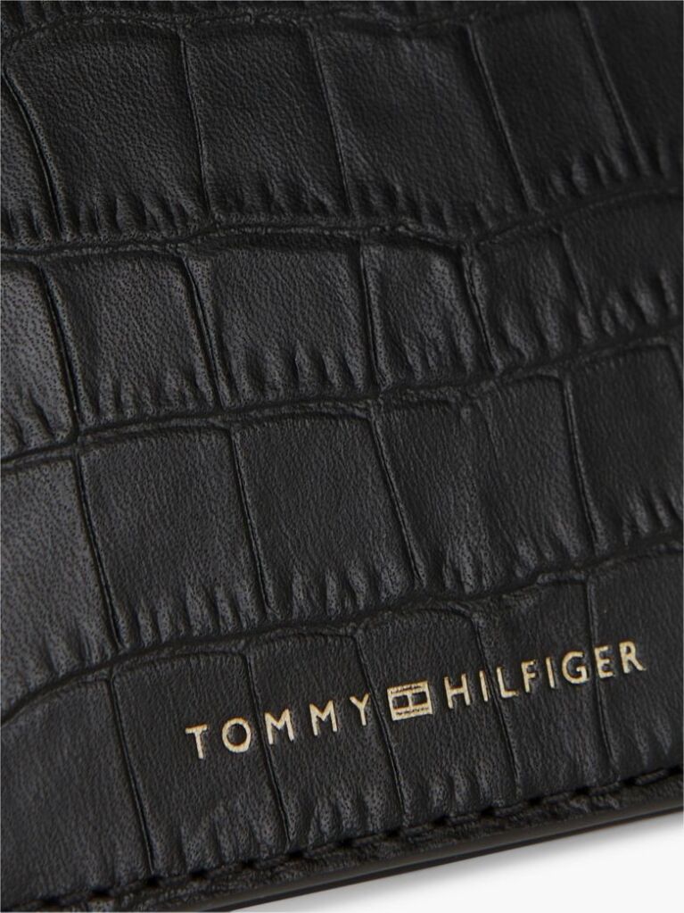 Black Croco-Print Leather Metal Hinge Wallet  Men