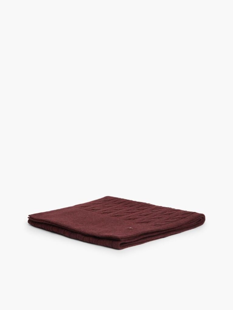 Red Lambswool Blend Cable Knit Scarf  Men