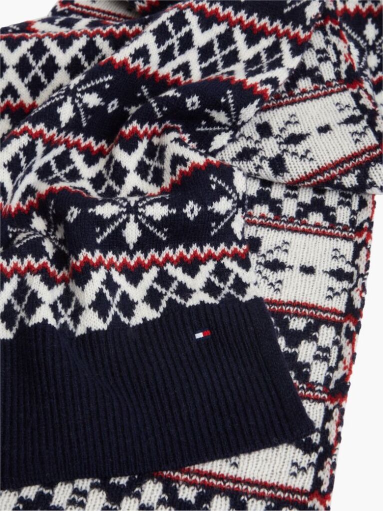 Blue TH Flag Lambswool Blend Fair Isle Scarf  Men