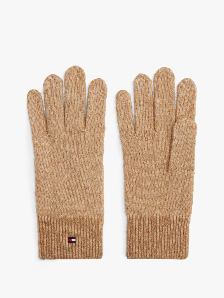 Brown Hilfiger Flag Fluffy Knit Gloves  Women
