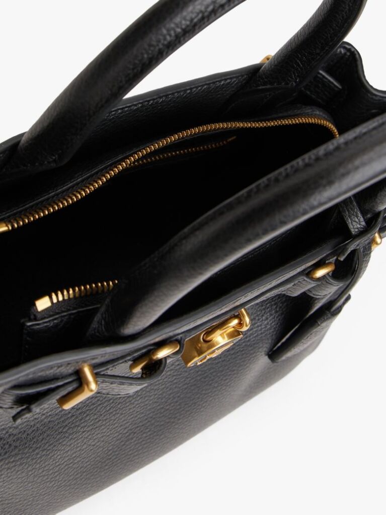 Black The American Icon Leather Crossbody Mini Tote Bag  Women