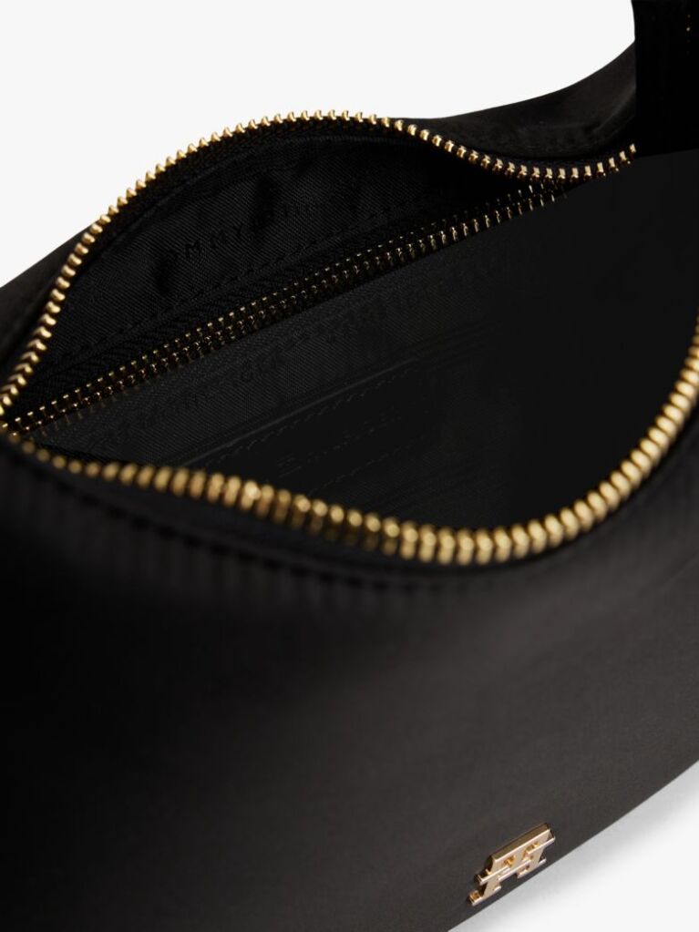 Black Satin Bracelet Handle Hobo Bag  Women
