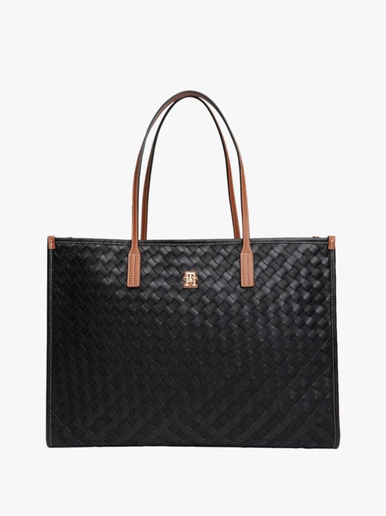 Black City TH Monogram Woven Tote Bag  Women