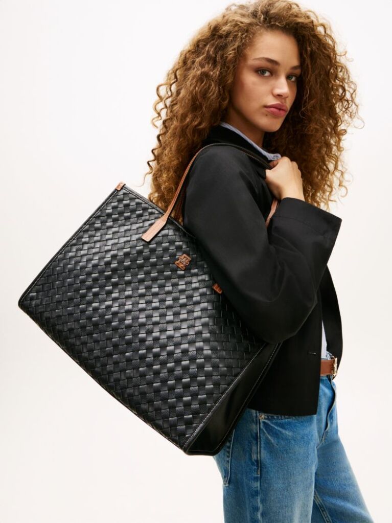 Black City TH Monogram Woven Tote Bag  Women