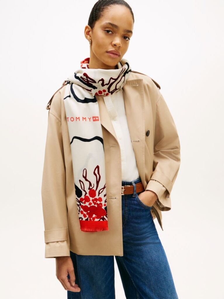 Multi Hilfiger Flag Floral Scarf  Women
