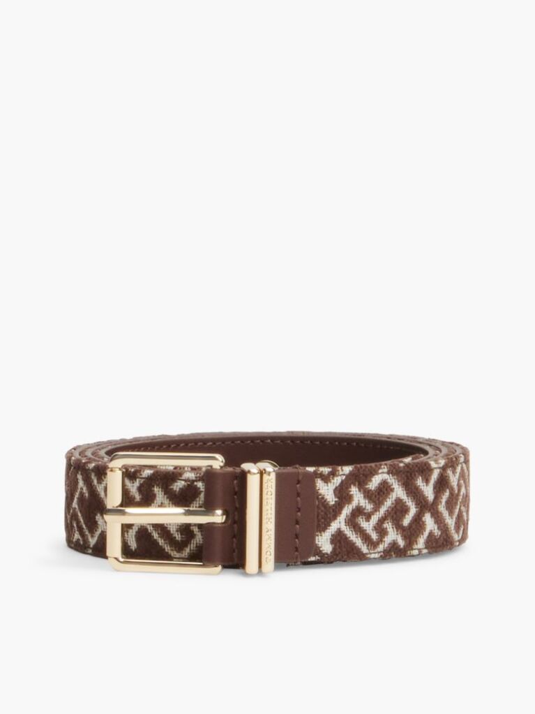 Μπεζ TH Monogram Jacquard Ζώνη Με Αγκράφα Τετράγωνη  Γυναίκες