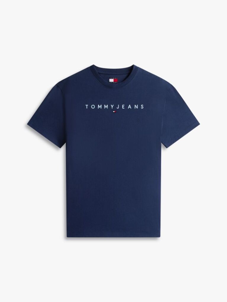 Μπλε T-Shirt Σε Κανονική Γραμμή Με Κεντητό Λογότυπο  Άνδρες