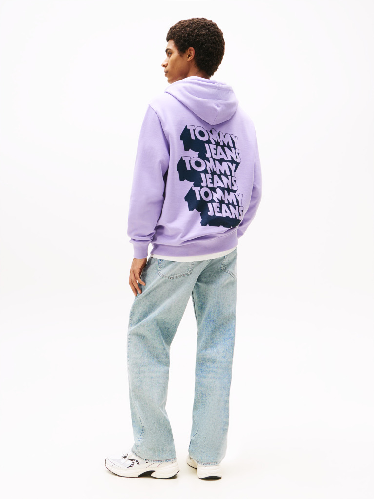 Μωβ Hoody Με Φινίρισμα Και Λογότυπο Στο Πίσω Μέρος  Άνδρες