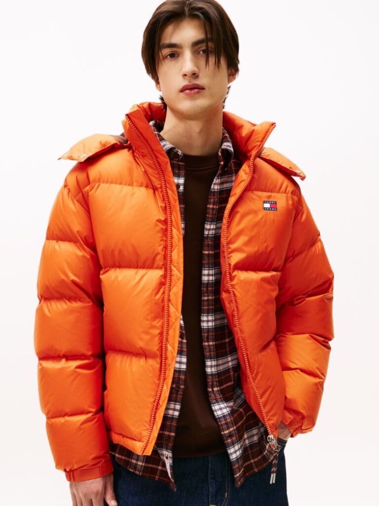 Orange Water Repellent Ripstop Alaska Puffer Jacket  Men