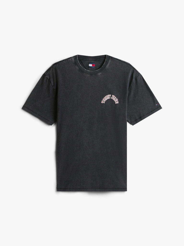 Μαύρο Άνετο T-Shirt Με Κλασική Λαιμόκοψη Και σχέδιο Στο Πίσω Μέρος  Άνδρες