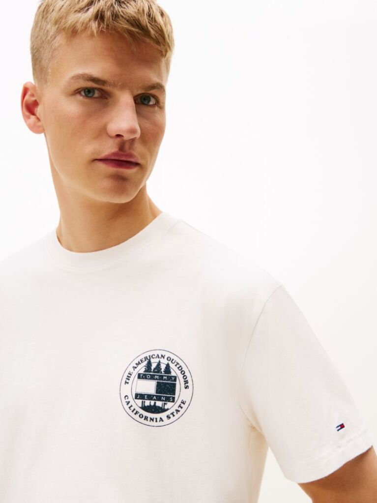 Άσπρο Άνετο T-Shirt Με Πίσω Σλόγκαν  Άνδρες