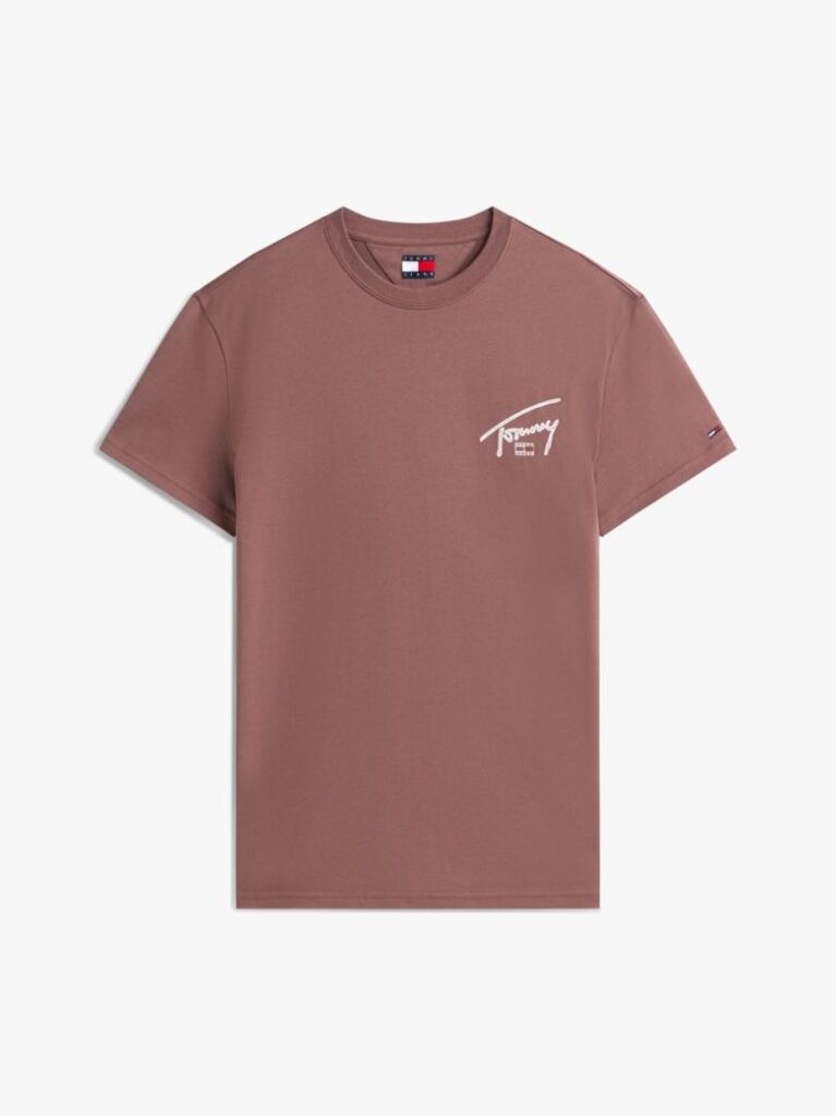 Καφέ T-Shirt Με Κλασική Λαιμόκοψη Και Signature Πίσω Λογότυπο  Άνδρες