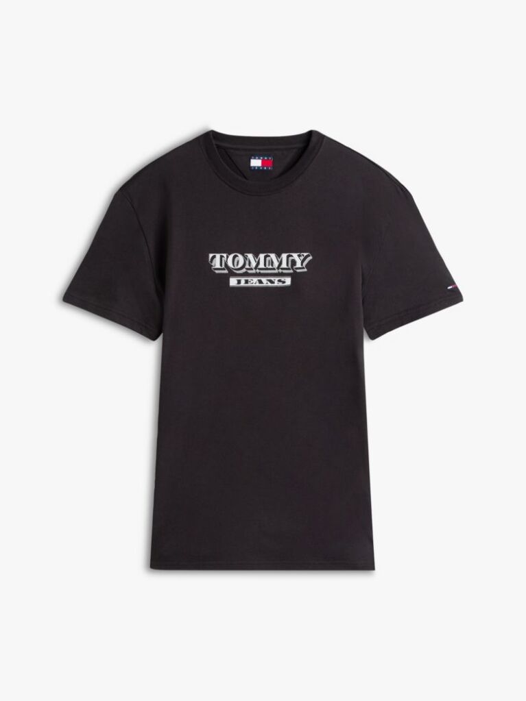 Μαύρο Κοντομάνικο T-Shirt Σε Κανονική Γραμμή Με Tonal Λογότυπο  Άνδρες