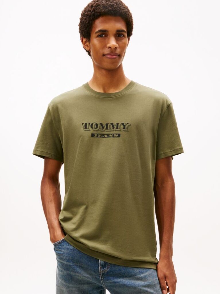 Πράσινο Κοντομάνικο T-Shirt Σε Κανονική Γραμμή Με Tonal Λογότυπο  Άνδρες
