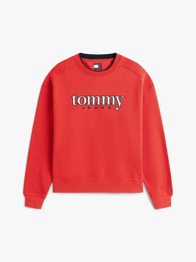 Red 90s Logo Appliqué Fleece Sweatshirt  Men