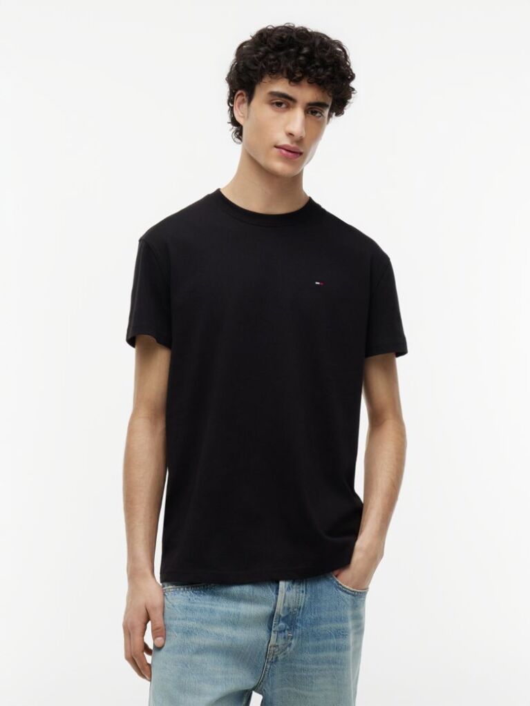 Μαύρο T-Shirt Με Κλασική Λαιμόκοψη Και Σημαία Tommy  Άνδρες