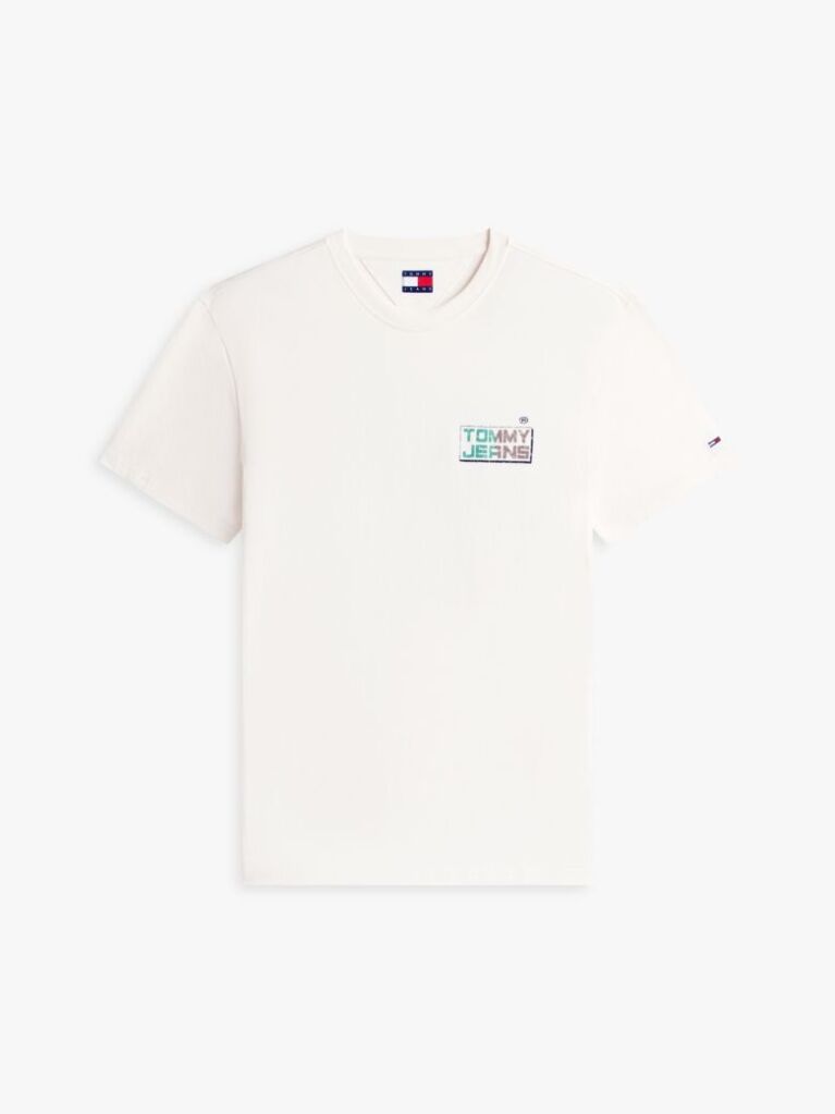 Μπεζ Άνετο Βαμβακερό T-Shirt Με Πίσω Λογότυπο  Άνδρες