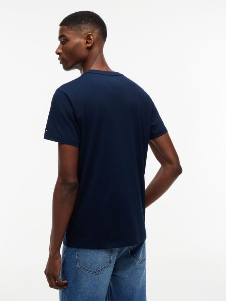 Μπλε Slim Βαμβακερό T-Shirt Με Signature Λογότυπο  Άνδρες