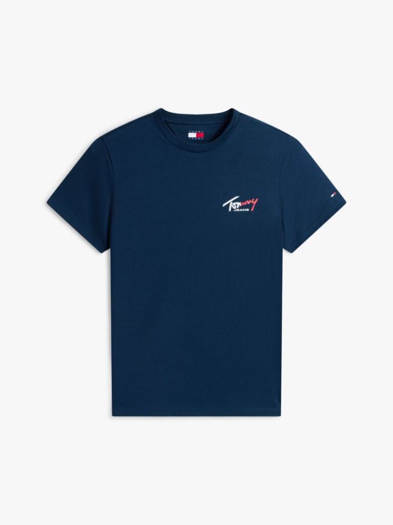 Μπλε Slim Βαμβακερό T-Shirt Με Signature Λογότυπο  Άνδρες