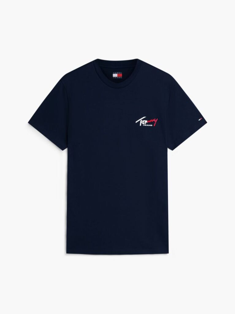 Μπλε Slim Βαμβακερό T-Shirt Με Signature Λογότυπο  Άνδρες