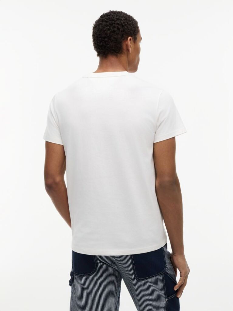 Άσπρο Slim Βαμβακερό T-Shirt Με Signature Λογότυπο  Άνδρες