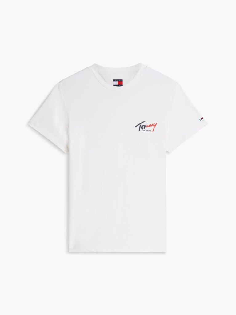 Άσπρο Slim Βαμβακερό T-Shirt Με Signature Λογότυπο  Άνδρες