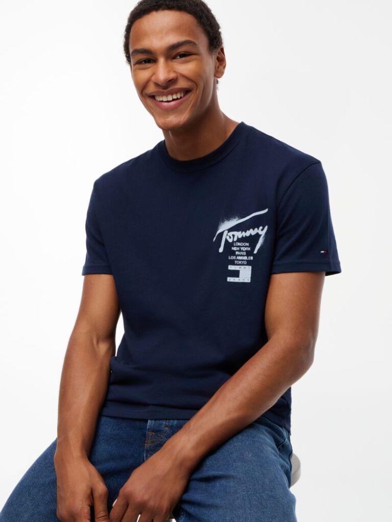 Μπλε T-Shirt Με Signature Πίσω Λογότυπο  Άνδρες