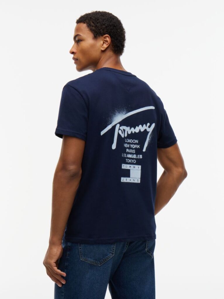 Μπλε T-Shirt Με Signature Πίσω Λογότυπο  Άνδρες