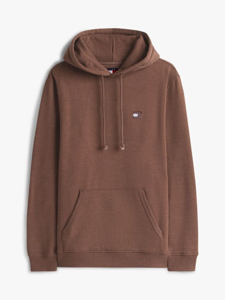 Brown Tommy Badge Terry Drawstring Hoody  Men