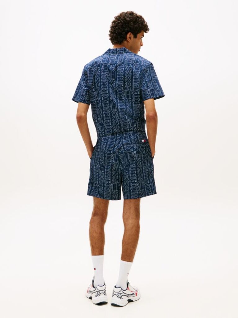 Blue Print Poplin Relaxed Bermuda Shorts  Men
