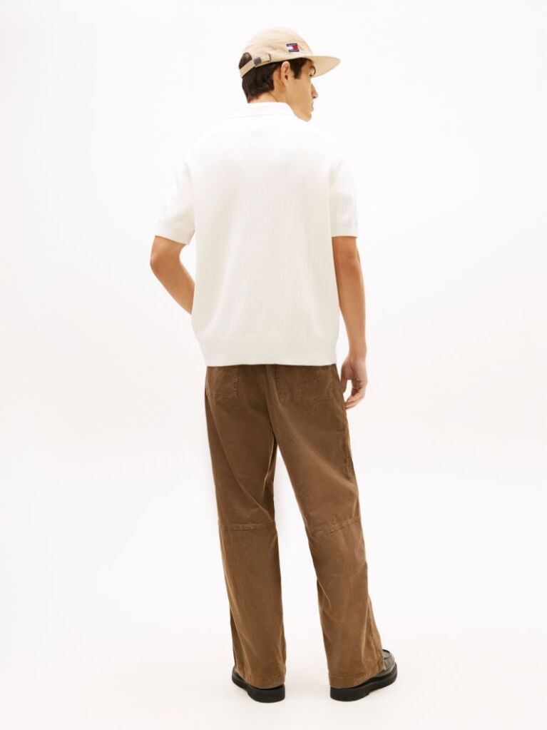 Beige Tommy Badge Regular Fit Knit Polo Shirt  Men
