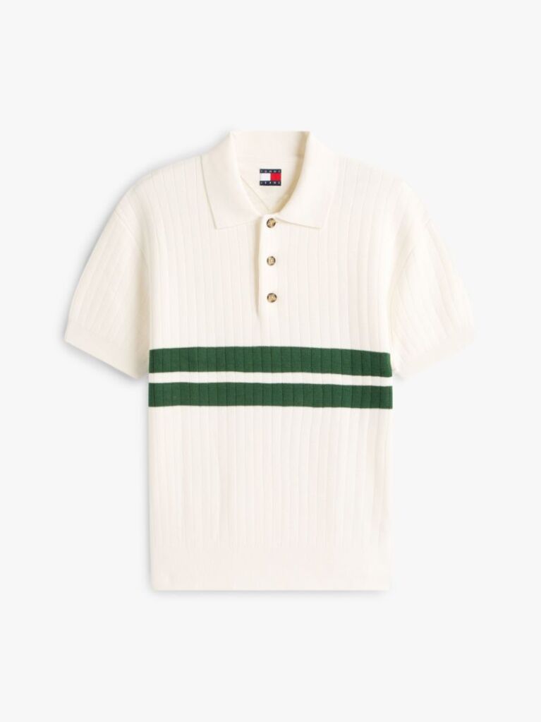 Beige Tommy Badge Regular Fit Knit Polo Shirt  Men