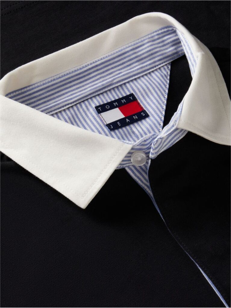 Black Tommy Badge Relaxed Rugby Shirt  Men