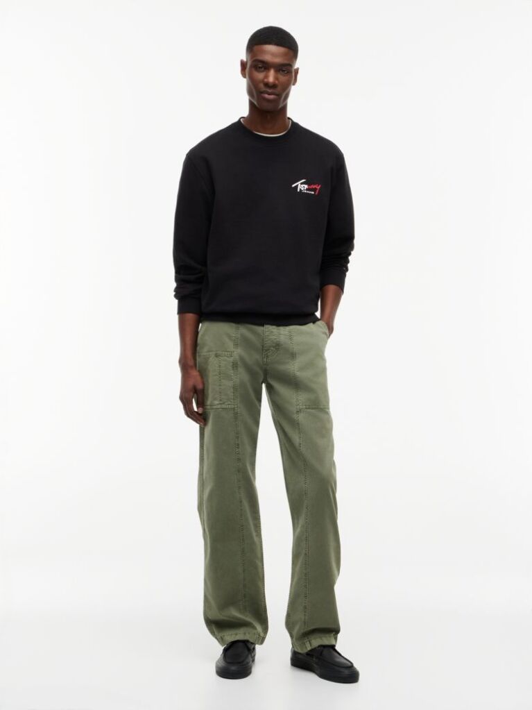 Black Logo Regular Crew Neck Sweatshirt  Men