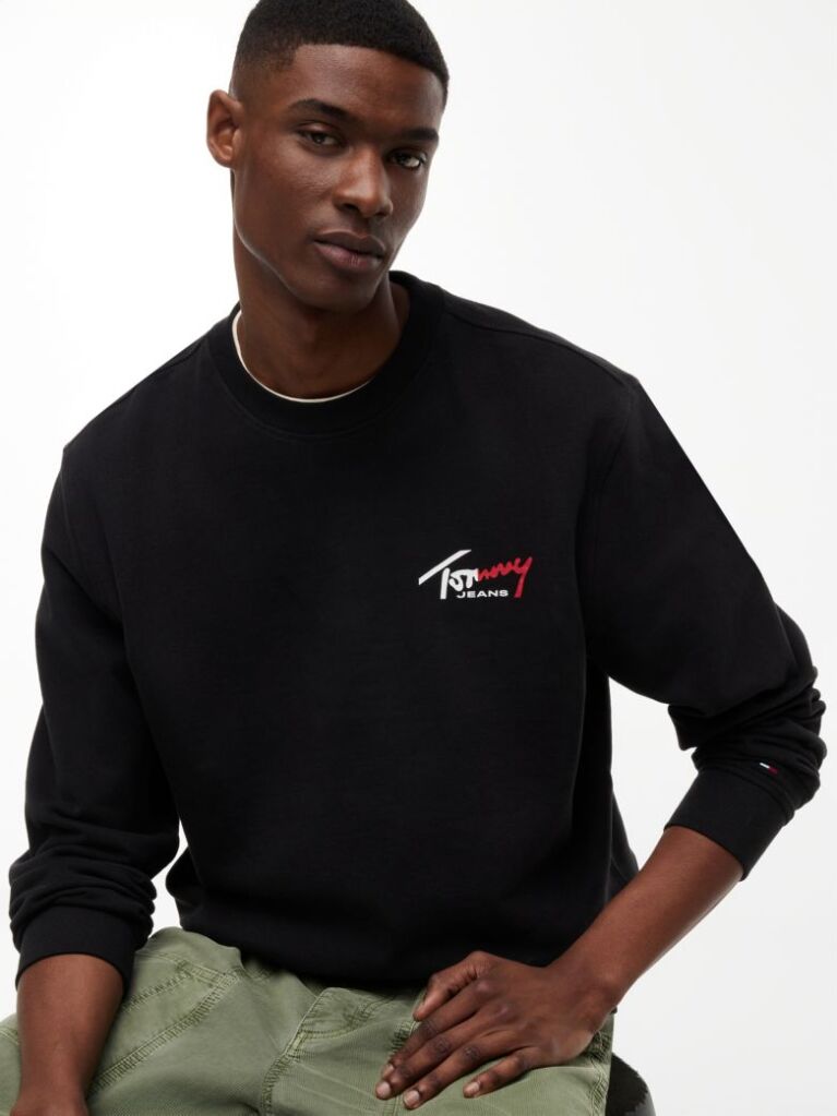Black Logo Regular Crew Neck Sweatshirt  Men