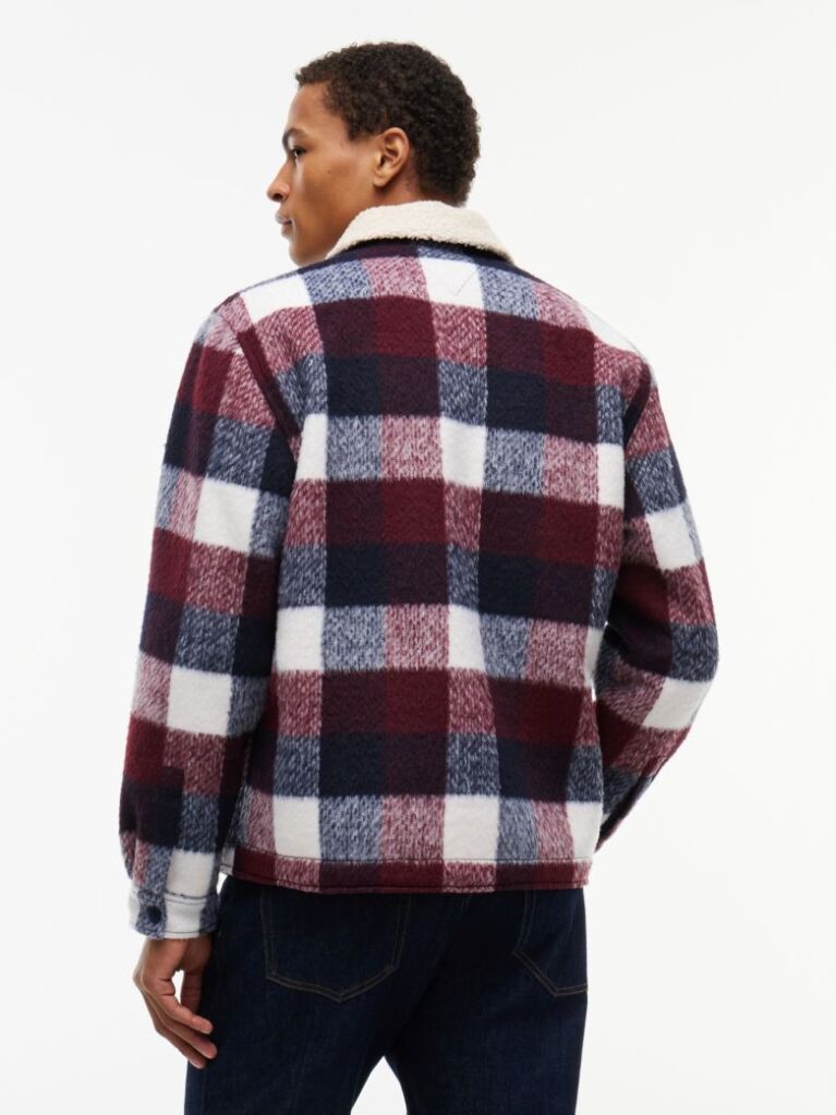Blue Teddy Lined Brushed Flannel Oversized Shacket  Men