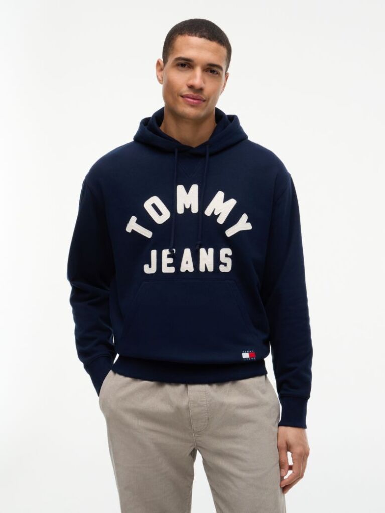Blue Classic Logo Relaxed Fleece Hoody  Men