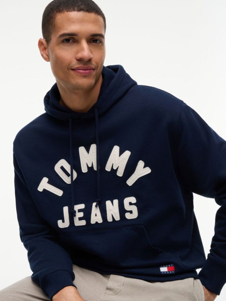 Blue Classic Logo Relaxed Fleece Hoody  Men