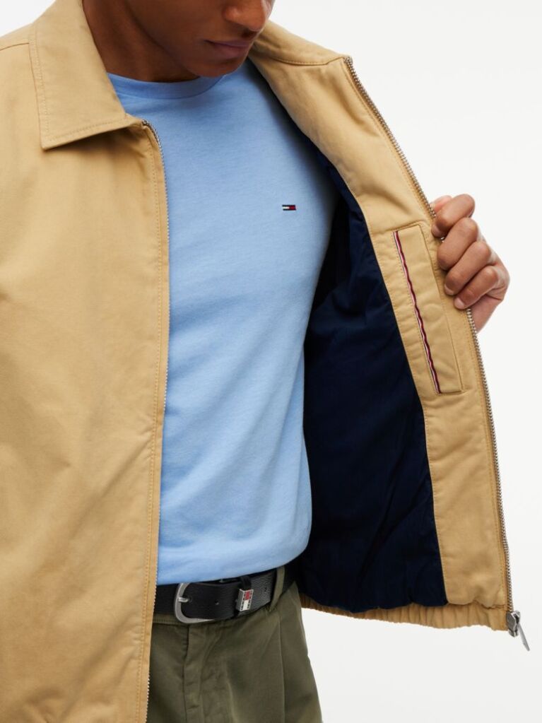 Beige Peached Twill Harrington Jacket  Men