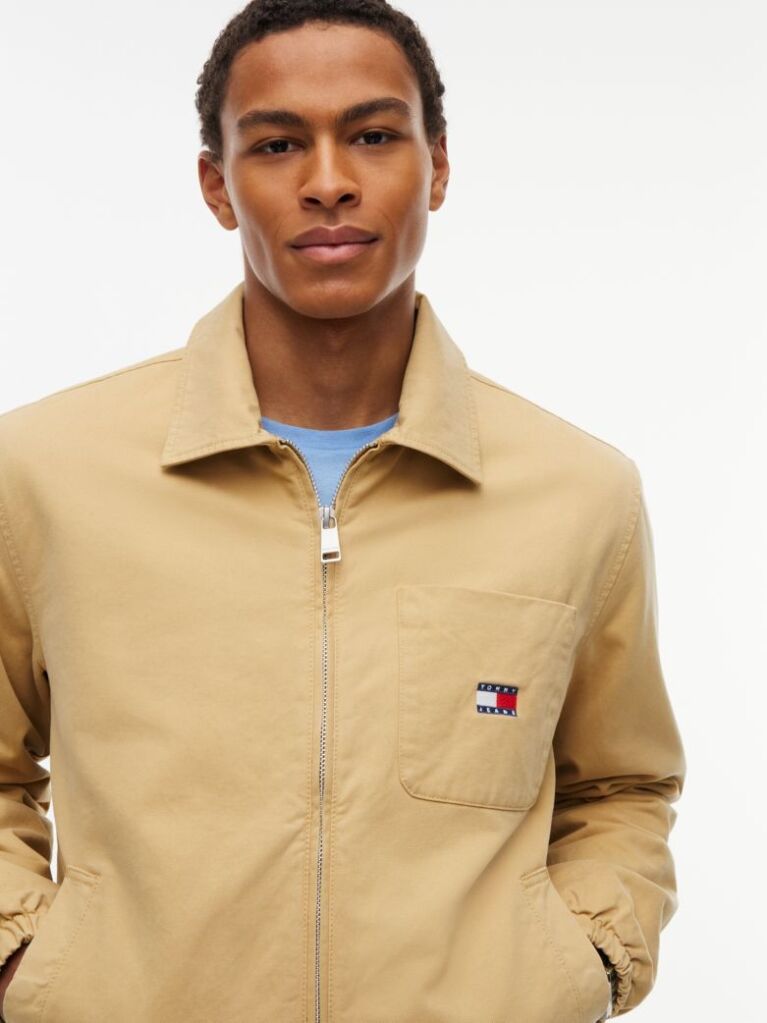 Beige Peached Twill Harrington Jacket  Men